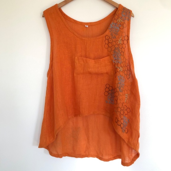 Vintage Oversized Lagenlook Beachy Coastal Summer Tank Top Size Small - Picture 1 of 14